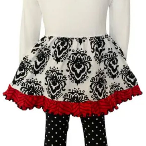 Damask & Polka Dot Ruffle Dress Set - Picture 4 of 9